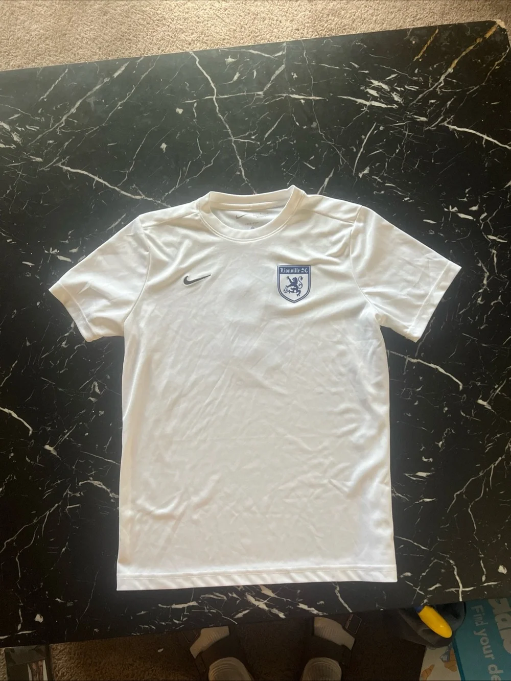 Nike White Kids Short-Sleeve Soccer Jersey with Blue Crest